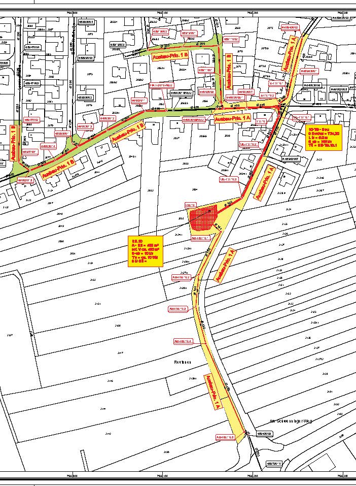 Lageplan der Zimmerstraße/Reutestraße diverse Einzeichnungen, wie unten im Text beschrieben.